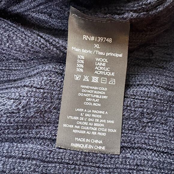 Slate & Stone Mens Size XL Navy Cable Wool Blend Sweater Waffle Knit - Picture 6 of 13